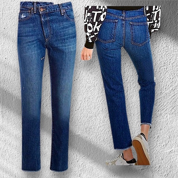 Alice + Olivia Raw Hem Asymmetrical Ankle Jeans Size 25 NEW With Tags - Picture 1 of 8